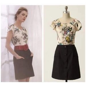 Anthropologie Tabitha Silk Dress in Night Blooming Bird Floral